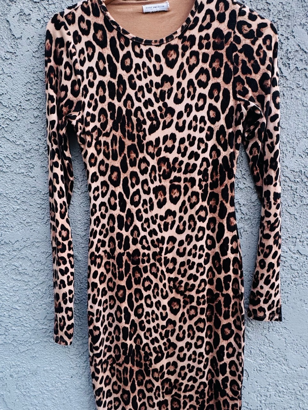 Good American Leopard Animal Print Long Sleeve Midi Dress Size M - Picture 9 of 11